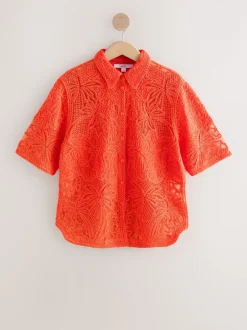 Next Orange - Chemise à manches courtes au crochet Sale