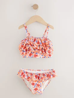 Next Orange à petites fleurs - Bikini à volants (3-16ans) Outlet