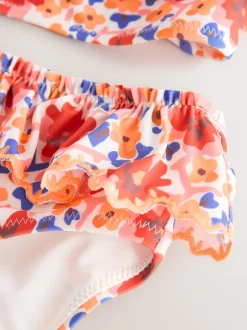 Next Orange à petites fleurs - Bikini à volants (3-16ans) Outlet