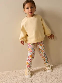 Next Orange à petites fleurs - Leggings côtelés (3mois-7ans)