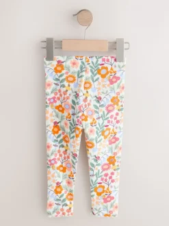 Next Orange à petites fleurs - Leggings côtelés (3mois-7ans)
