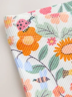 Next Orange à petites fleurs - Leggings côtelés (3mois-7ans)