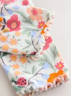 Next Orange à petites fleurs - Leggings côtelés (3mois-7ans)