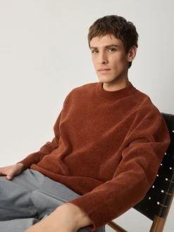 Next Orange brûlé - Pull col rond en chenille uni coupe décontractée Outlet