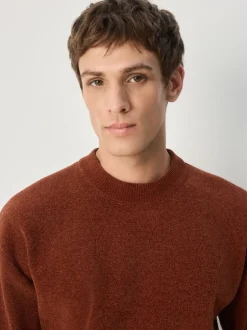 Next Orange brûlé - Pull col rond en chenille uni coupe décontractée Outlet