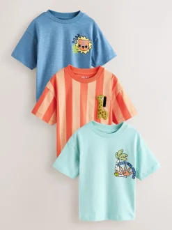 Next - Lot de 3 t-shirts graphiques à manches courtes (3mois7ans) Orange motif safari Clearance