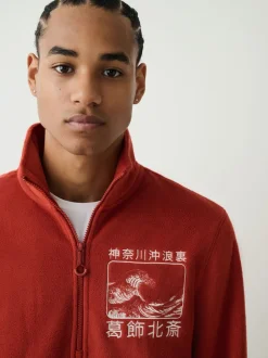 Next Orange rouillé - Polaire Polar zippée Hokusai sous licence graphique en entonnoir Best