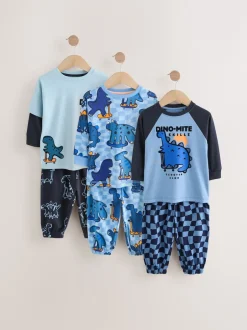 Next - Lot de 3 pyjamas oversize (9mois-10ans) Orange/Dinosaur marine Hot