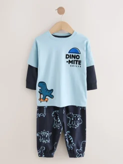 Next - Lot de 3 pyjamas oversize (9mois-10ans) Orange/Dinosaur marine Hot
