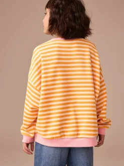 Next - Sweat-shirt oversize côtelé confortable (9mois-16ans) Orange/rose Discount
