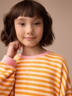 Next - Sweat-shirt oversize côtelé confortable (9mois-16ans) Orange/rose Discount