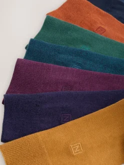 Next Orange/vert/bleu - Lot de 8 - Chaussettes fraîches brodées durables Best