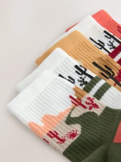 Next - Cushioned Semelle intérieure Cotton Rich Ribbed Tipped Chaussettes 5 Lot Ouest neutre Outlet