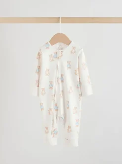 Next Ours bleu - Combinaisons de nuit à fermeture éclair pour bébés 3 Pack (0mths-3yrs) Online