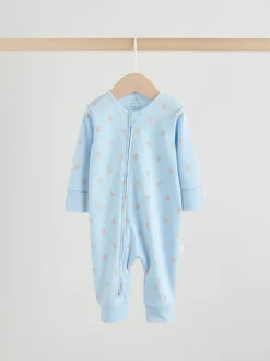 Next Ours bleu - Combinaisons de nuit à fermeture éclair pour bébés 3 Pack (0mths-3yrs) Online