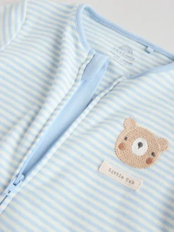 Next Ours bleu - Combinaisons de nuit à fermeture éclair pour bébés 3 Pack (0mths-3yrs) Online