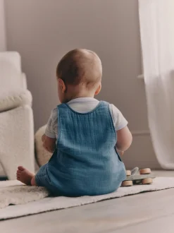 Next Ours bleu - Ensemble salopette et body tissé bébé (0mois-2ans) Hot