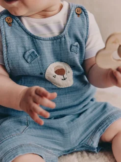 Next Ours bleu - Ensemble salopette et body tissé bébé (0mois-2ans) Hot