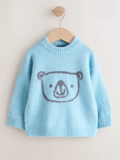 Next - Personnage Pull Col rond en maille (3mois-7ans) Ours bleu Discount