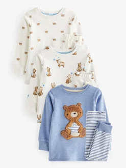 Next Ours bleu clair - Lot de 3 pyjamas Snuggle (9mois-6ans) Hot