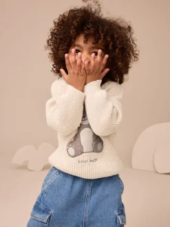 Next - Pull tricoté (3mths-7yrs) ours Crème Sale