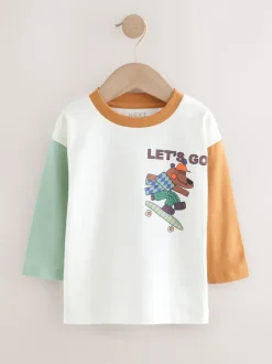 Next - T-shirt imprimé dos à manches longues (3mois-8ans) Ours de skate blanc Online