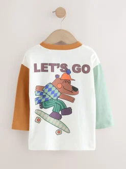 Next - T-shirt imprimé dos à manches longues (3mois-8ans) Ours de skate blanc Online