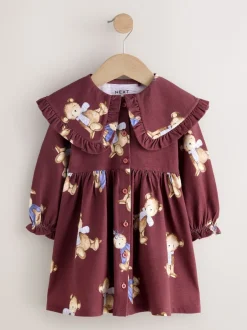 Next Ours en peluche bordeaux - Robe à col à manches longues (3mois7ans) Clearance