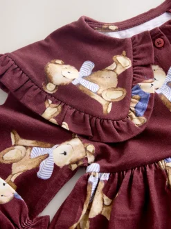 Next Ours en peluche bordeaux - Robe à col à manches longues (3mois7ans) Clearance