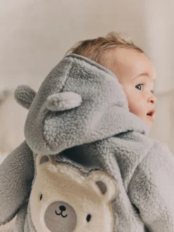Next Ours gris - Cosy Borg Veste Bébé en laine polaire Outlet