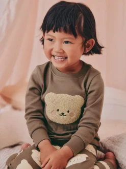 Next Ours marron/étoile - Lot de 3 pyjamas Snuggle (9mois-9ans)