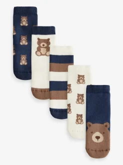 Next - Chaussettes en coton éponge riche 5 Lot Ours Navy/Écru New