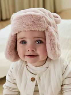 Next Ours rose en fausse fourrure - Chapeau de trappeur bébé (0mois-2ans) Discount