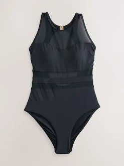 Next Panneau en maille noire - Maillot de bain gainant Tummy à col montant Online