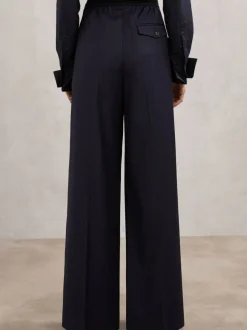 Reiss Pantalon large Neave à fines rayures en laine mélangée Clearance