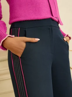 Love & Roses Pantalons à jambe large à rayure latérale contrastante New