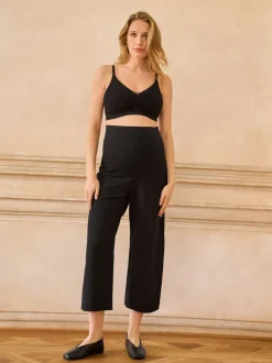 Seraphine Pantalons de grossesse Overbump raccourcis en Ponte à jambe large Outlet
