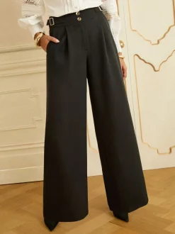 Love & Roses Pantalons Jambe large à boucle New