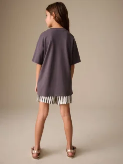 Next Papillon gris anthracite - T-shirt oversize à sequins (3-16ans) New