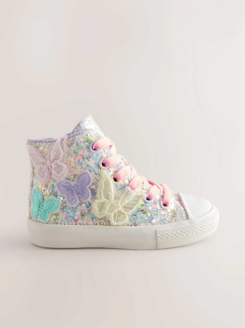 Next Papillon multicolore pastel pailleté - Entraîneurs haut de gamme Discount