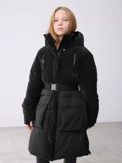 Baker by Ted Baker Parka longue imperméable à ceinture noire rembourrée Discount