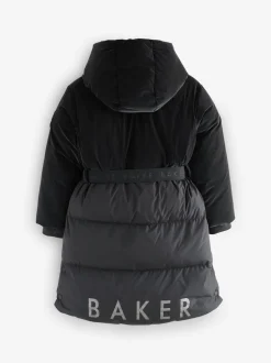 Baker by Ted Baker Parka longue imperméable à ceinture noire rembourrée Discount