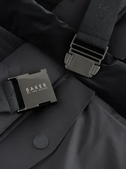Baker by Ted Baker Parka longue imperméable à ceinture noire rembourrée Discount