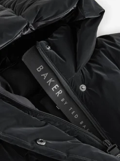 Baker by Ted Baker Parka longue imperméable à ceinture noire rembourrée Discount
