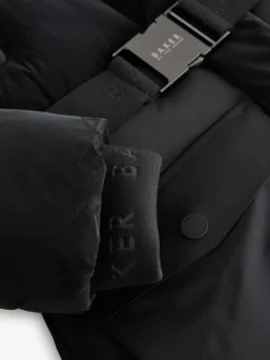 Baker by Ted Baker Parka longue imperméable à ceinture noire rembourrée Discount