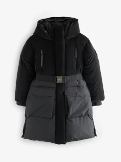 Baker by Ted Baker Parka longue imperméable à ceinture noire rembourrée Discount