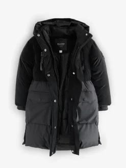 Baker by Ted Baker Parka longue imperméable à ceinture noire rembourrée Discount