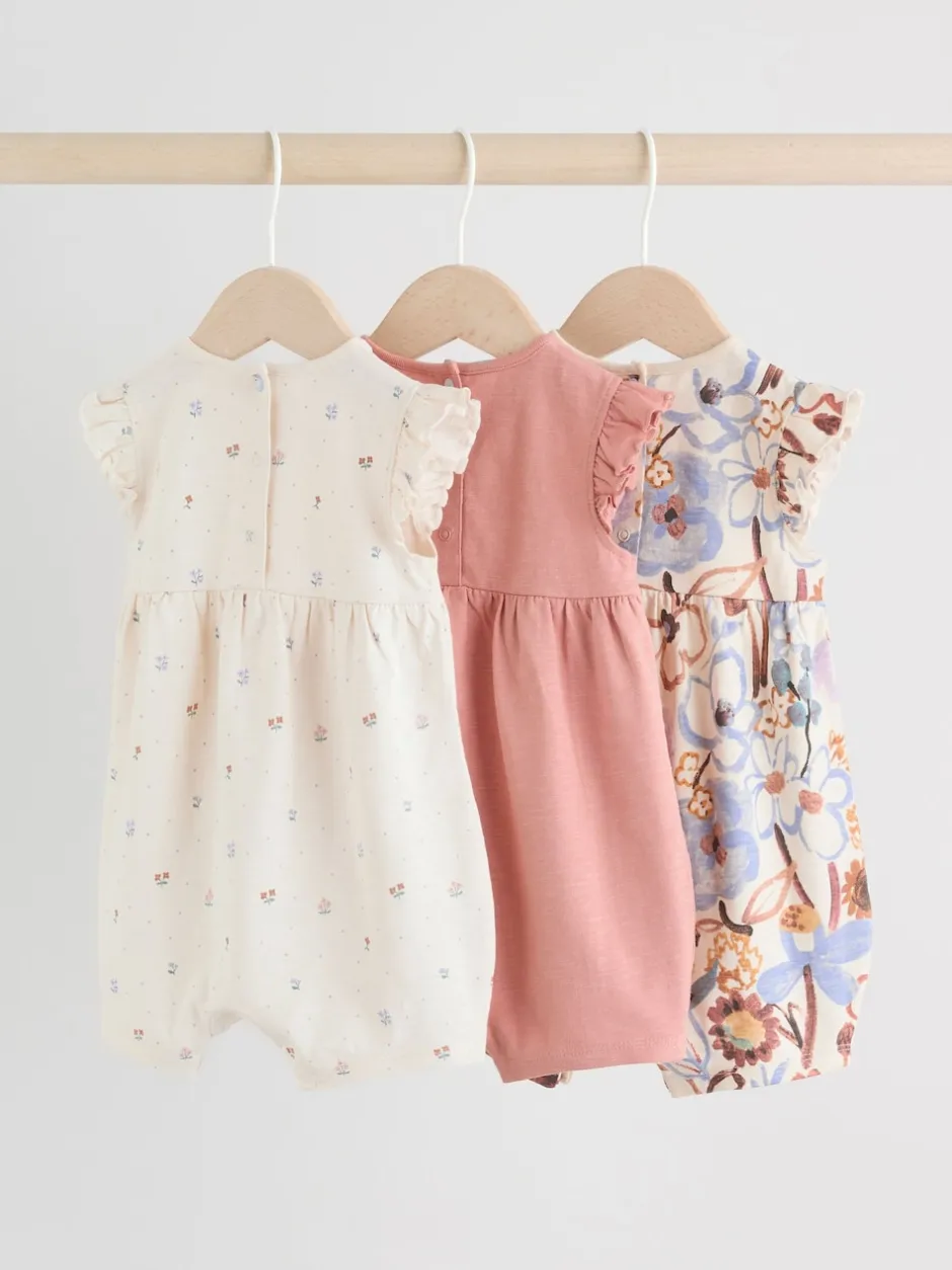 Next Épaule à volants fleuri lilas et écru - Lot de 3 barboteuses Outlet