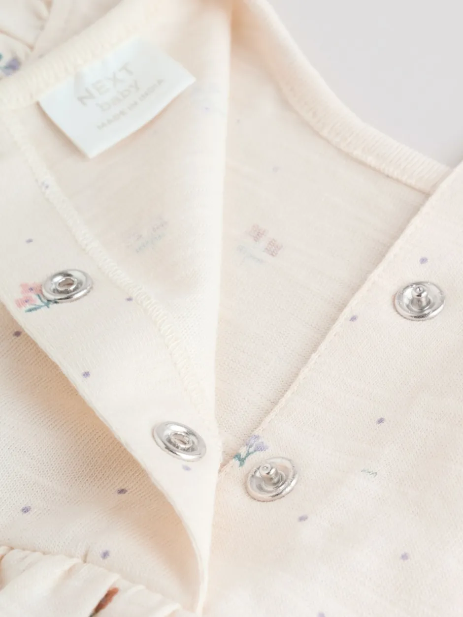 Next Épaule à volants fleuri lilas et écru - Lot de 3 barboteuses Outlet