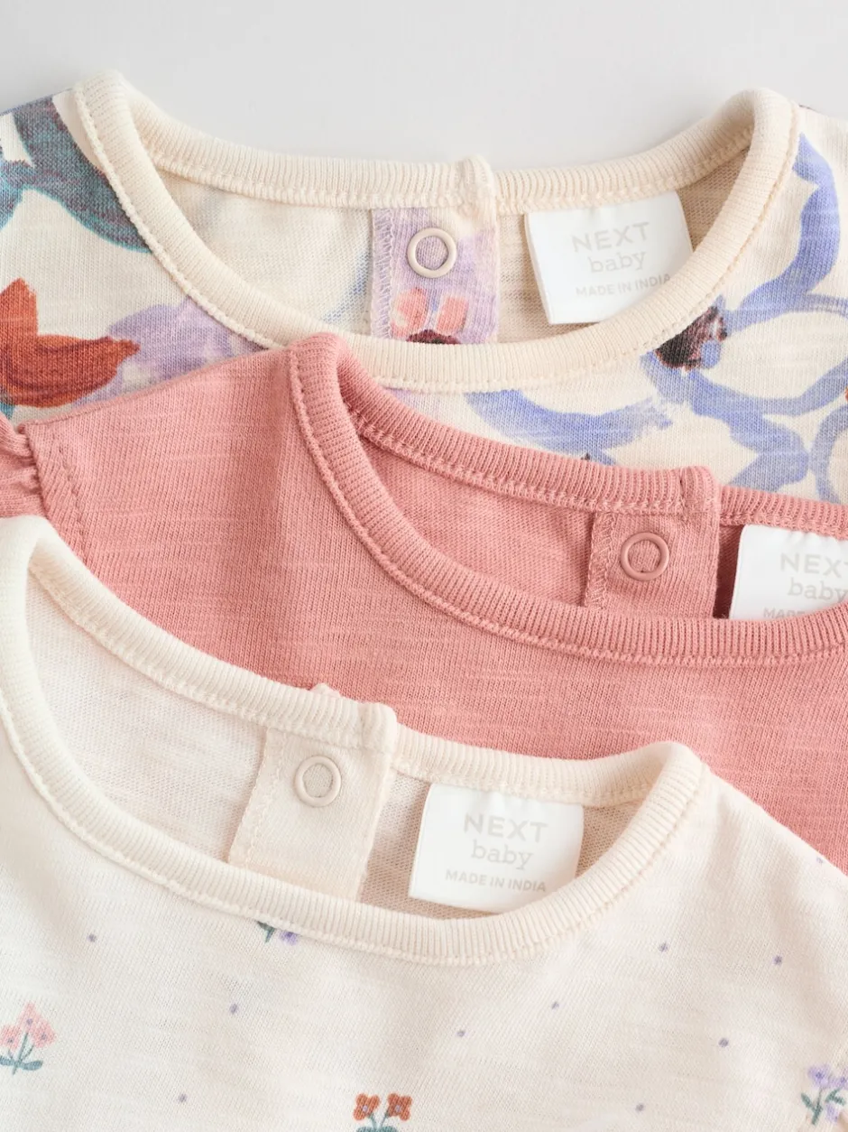 Next Épaule à volants fleuri lilas et écru - Lot de 3 barboteuses Outlet